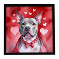 Pit Bull Terrier My Valentine Framed Metal Print Bathroom, Kitchen, Office, Home Decor Wall Art Ready to Hang, Square, 8X8