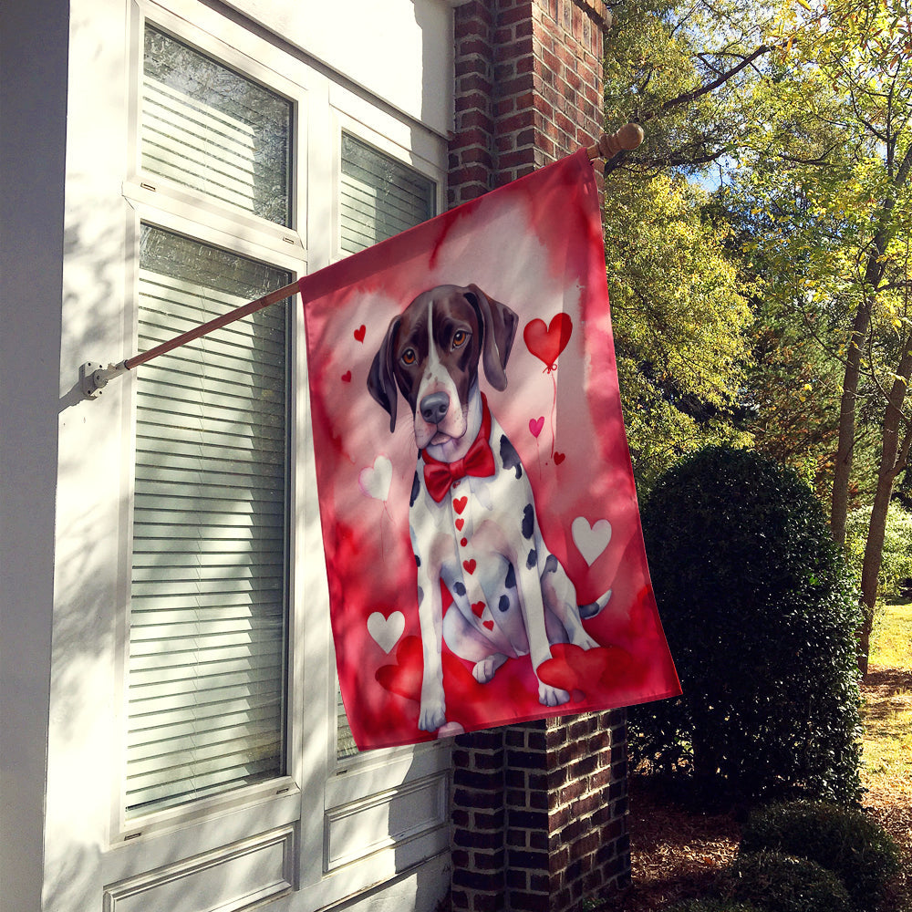 Pointer My Valentine House Flag 28x40 Porch Sleeve Pole Decorative Outside Yard Banner Artwork Wall Hanging, Polyester