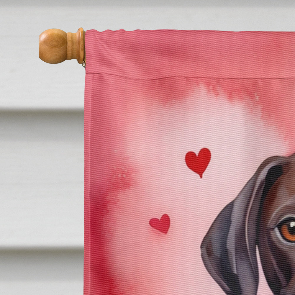 Pointer My Valentine House Flag 28x40 Porch Sleeve Pole Decorative Outside Yard Banner Artwork Wall Hanging, Polyester