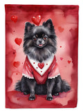Pomeranian My Valentine House Flag 28x40 Porch Sleeve Pole Decorative Outside Yard Banner Artwork Wall Hanging, Polyester