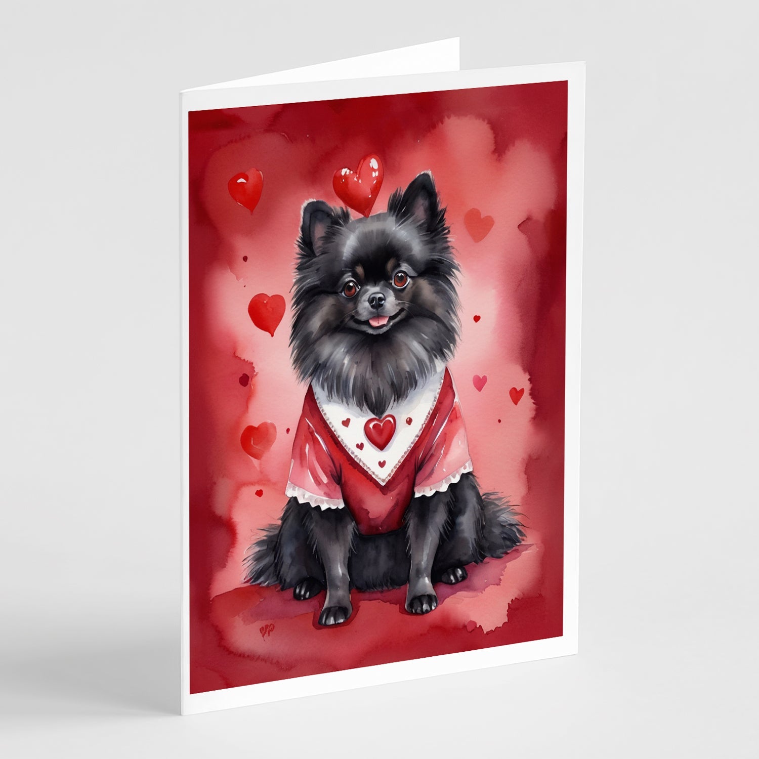 Pomeranian My Valentine Greeting Cards Pack of 8 Blank Cards with Envelopes Whimsical A7 Size 5x7