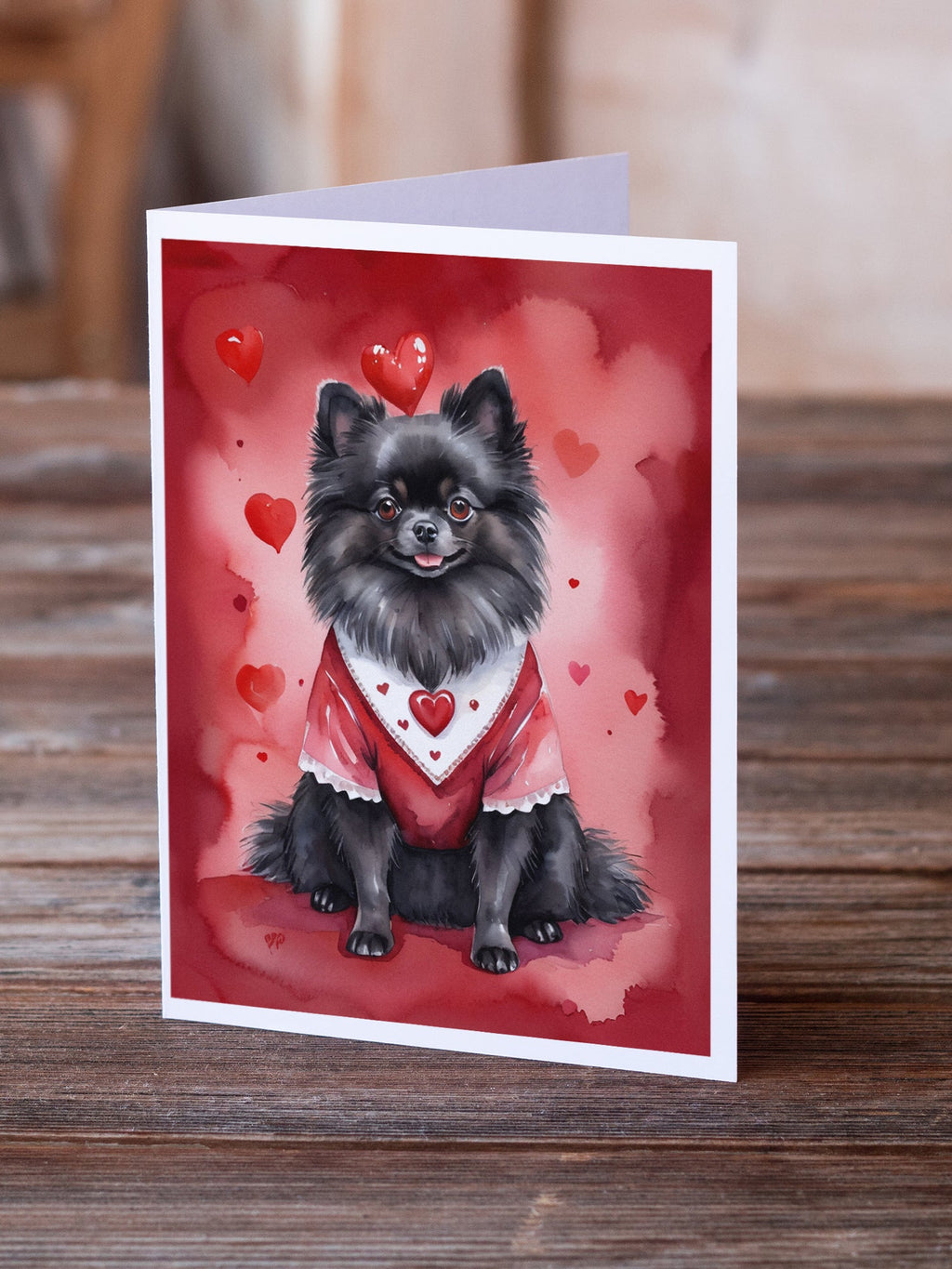 Pomeranian My Valentine Greeting Cards Pack of 8 Blank Cards with Envelopes Whimsical A7 Size 5x7
