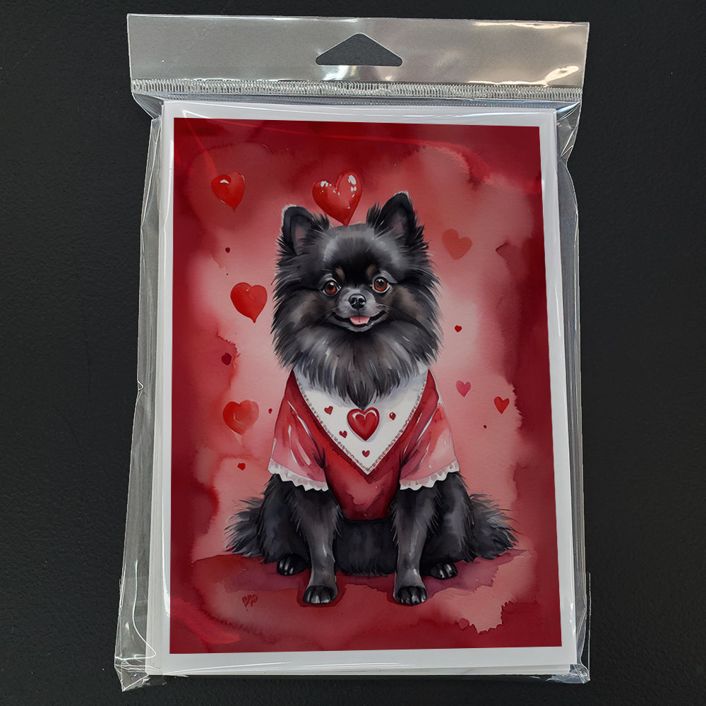 Pomeranian My Valentine Greeting Cards Pack of 8 Blank Cards with Envelopes Whimsical A7 Size 5x7