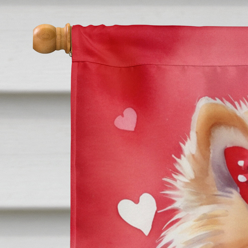 Pomeranian My Valentine House Flag 28x40 Porch Sleeve Pole Decorative Outside Yard Banner Artwork Wall Hanging, Polyester