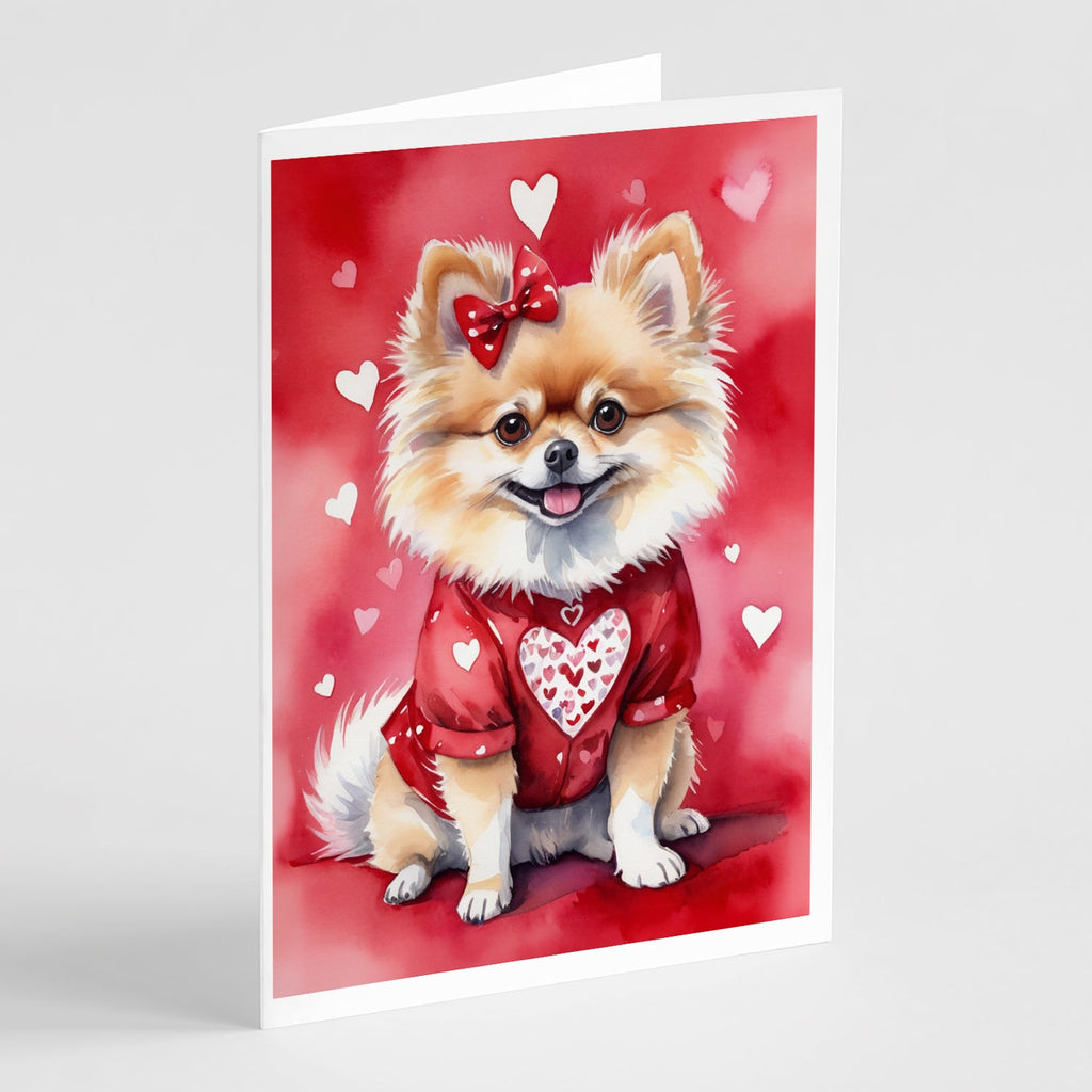 Pomeranian My Valentine Greeting Cards Pack of 8 Blank Cards with Envelopes Whimsical A7 Size 5x7