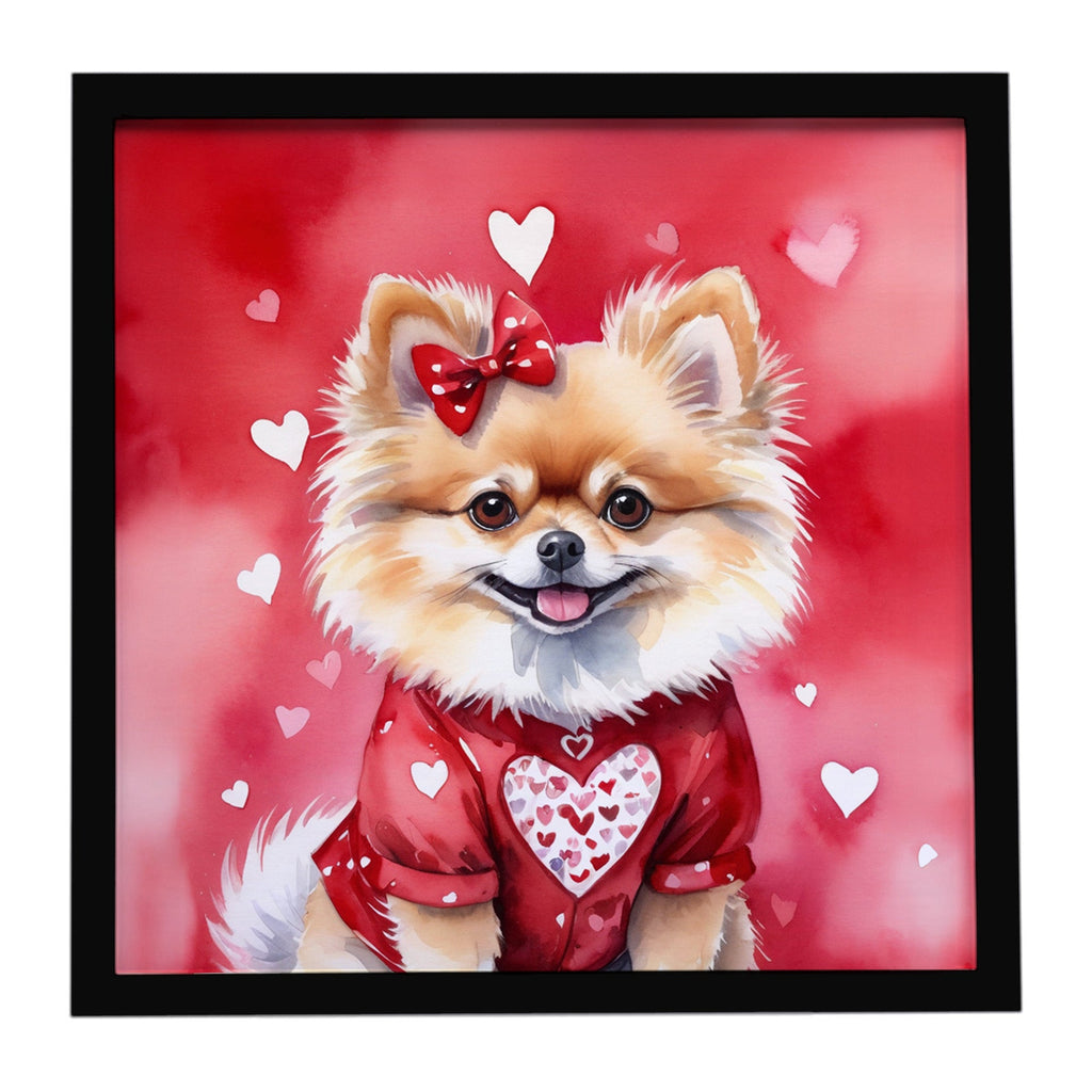 Pomeranian My Valentine Framed Metal Print Bathroom, Kitchen, Office, Home Decor Wall Art Ready to Hang, Square, 8X8