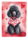 Black Poodle My Valentine House Flag 28x40 Porch Sleeve Pole Decorative Outside Yard Banner Artwork Wall Hanging, Polyester