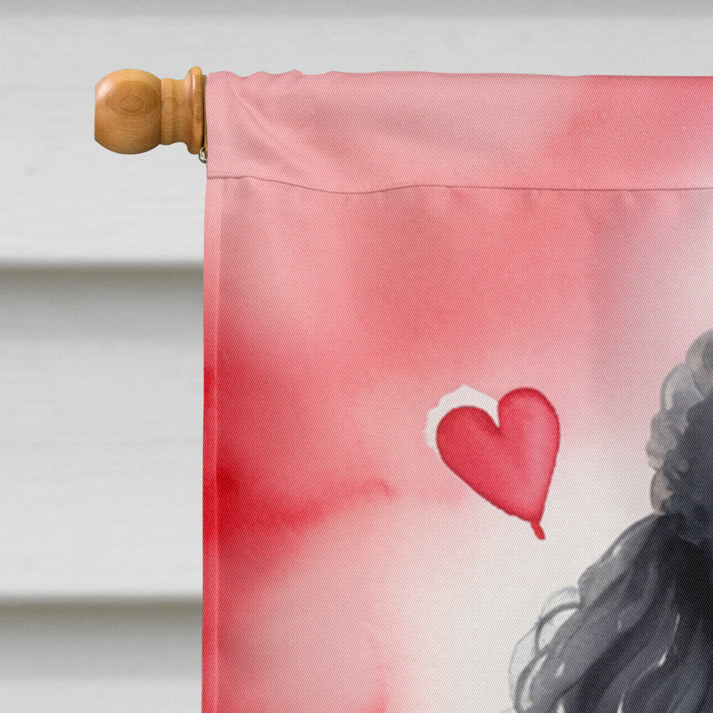 Black Poodle My Valentine House Flag 28x40 Porch Sleeve Pole Decorative Outside Yard Banner Artwork Wall Hanging, Polyester