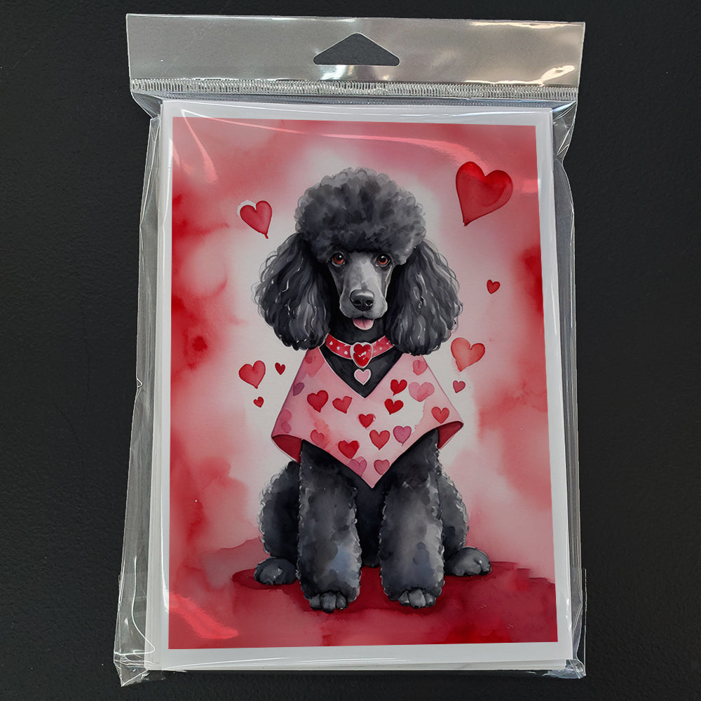 Black Poodle My Valentine Greeting Cards Pack of 8 Blank Cards with Envelopes Whimsical A7 Size 5x7