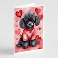 Black Poodle My Valentine Greeting Cards Pack of 8 Blank Cards with Envelopes Whimsical A7 Size 5x7