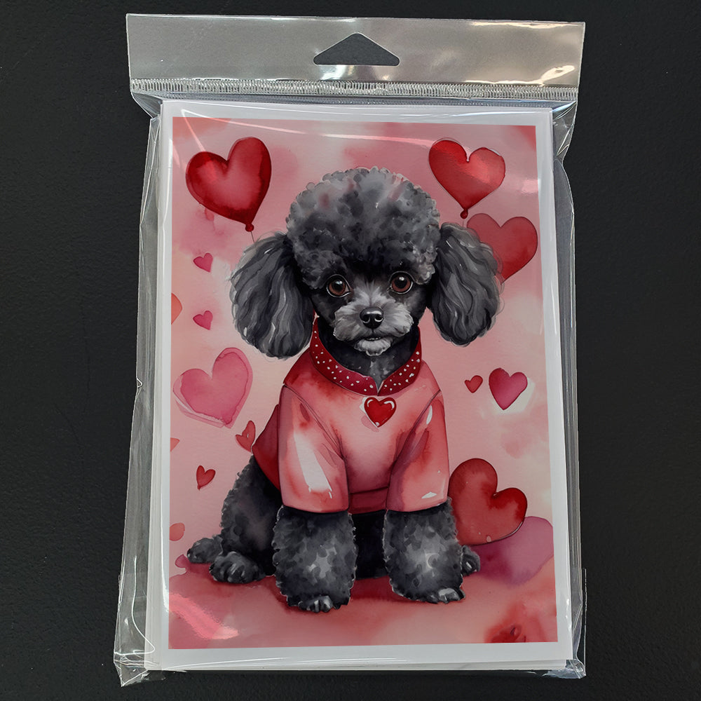Black Poodle My Valentine Greeting Cards Pack of 8 Blank Cards with Envelopes Whimsical A7 Size 5x7
