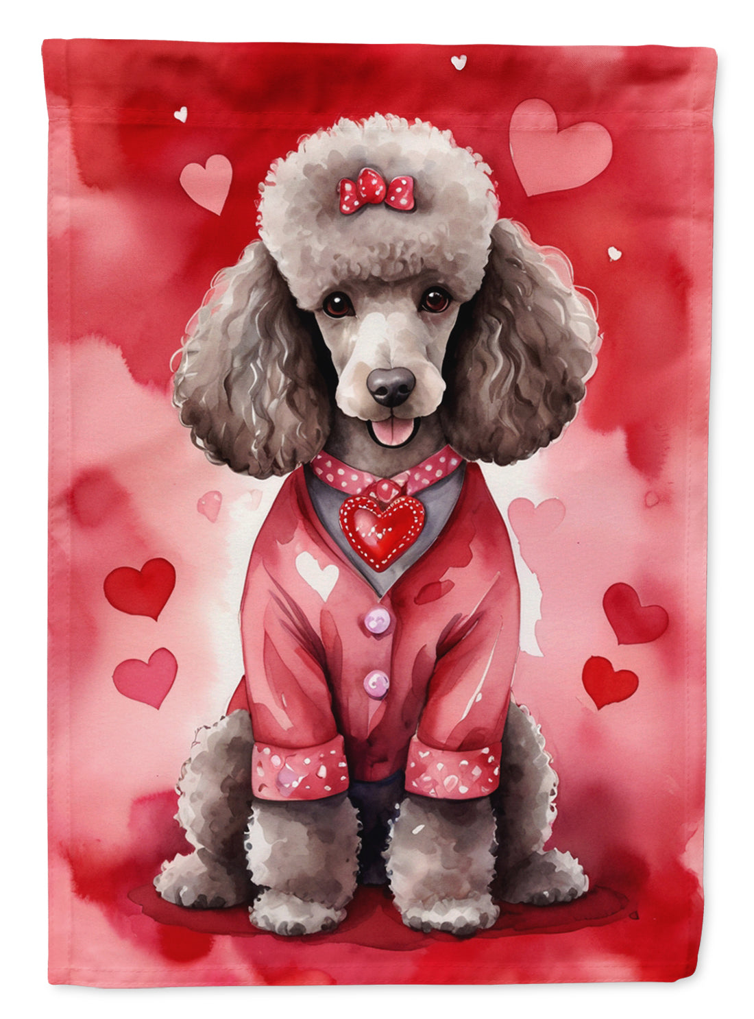 Chocolate Poodle My Valentine House Flag 28x40 Porch Sleeve Pole Decorative Outside Yard Banner Artwork Wall Hanging, Polyester