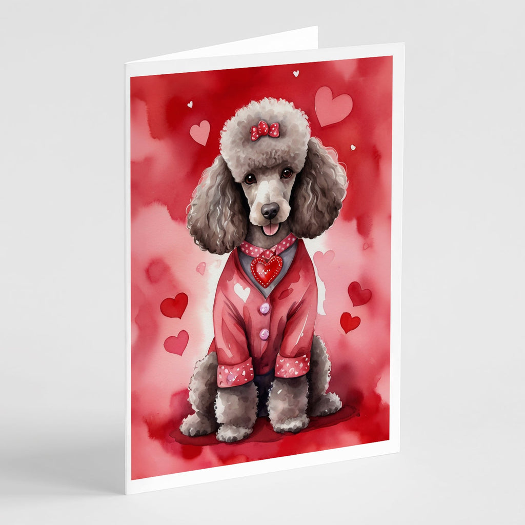Chocolate Poodle My Valentine Greeting Cards Pack of 8 Blank Cards with Envelopes Whimsical A7 Size 5x7