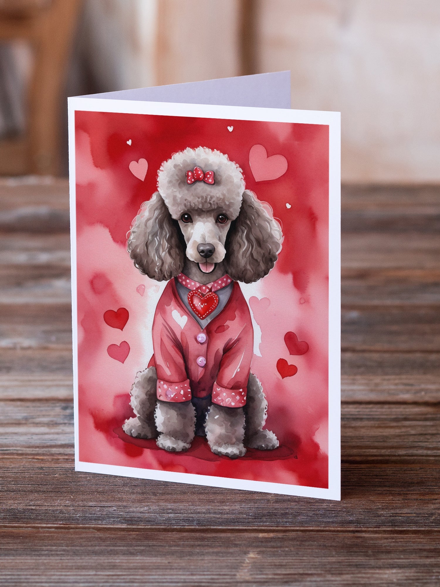 Chocolate Poodle My Valentine Greeting Cards Pack of 8 Blank Cards with Envelopes Whimsical A7 Size 5x7
