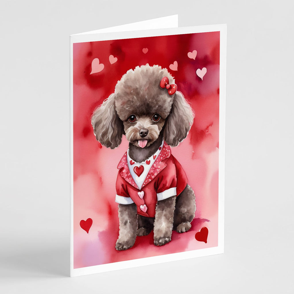 Chocolate Poodle My Valentine Greeting Cards Pack of 8 Blank Cards with Envelopes Whimsical A7 Size 5x7