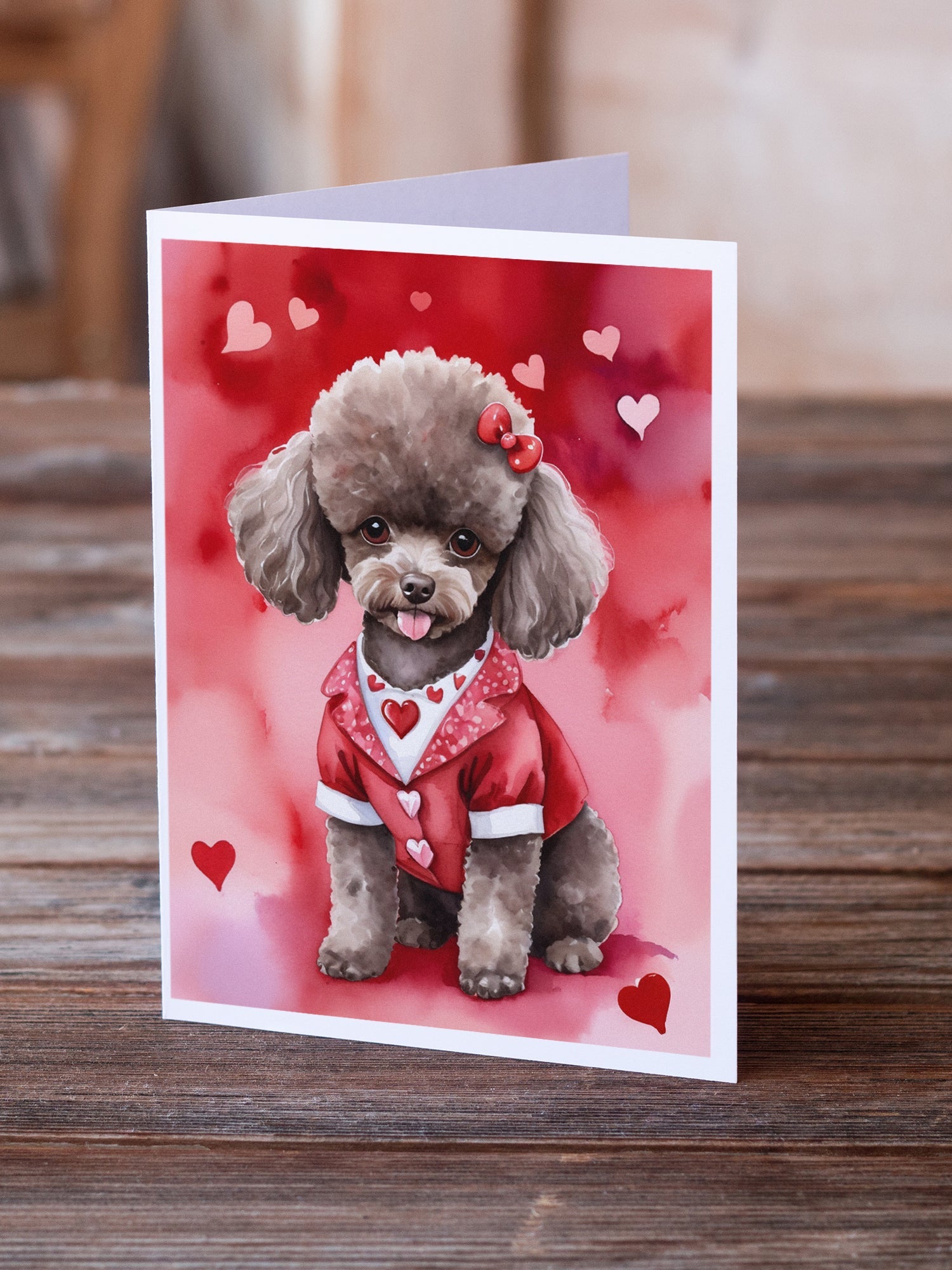 Chocolate Poodle My Valentine Greeting Cards Pack of 8 Blank Cards with Envelopes Whimsical A7 Size 5x7