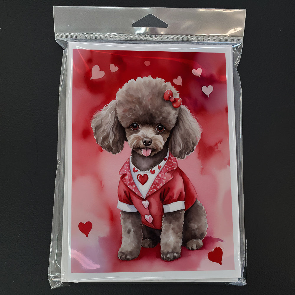 Chocolate Poodle My Valentine Greeting Cards Pack of 8 Blank Cards with Envelopes Whimsical A7 Size 5x7