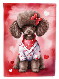 Chocolate Poodle My Valentine House Flag 28x40 Porch Sleeve Pole Decorative Outside Yard Banner Artwork Wall Hanging, Polyester
