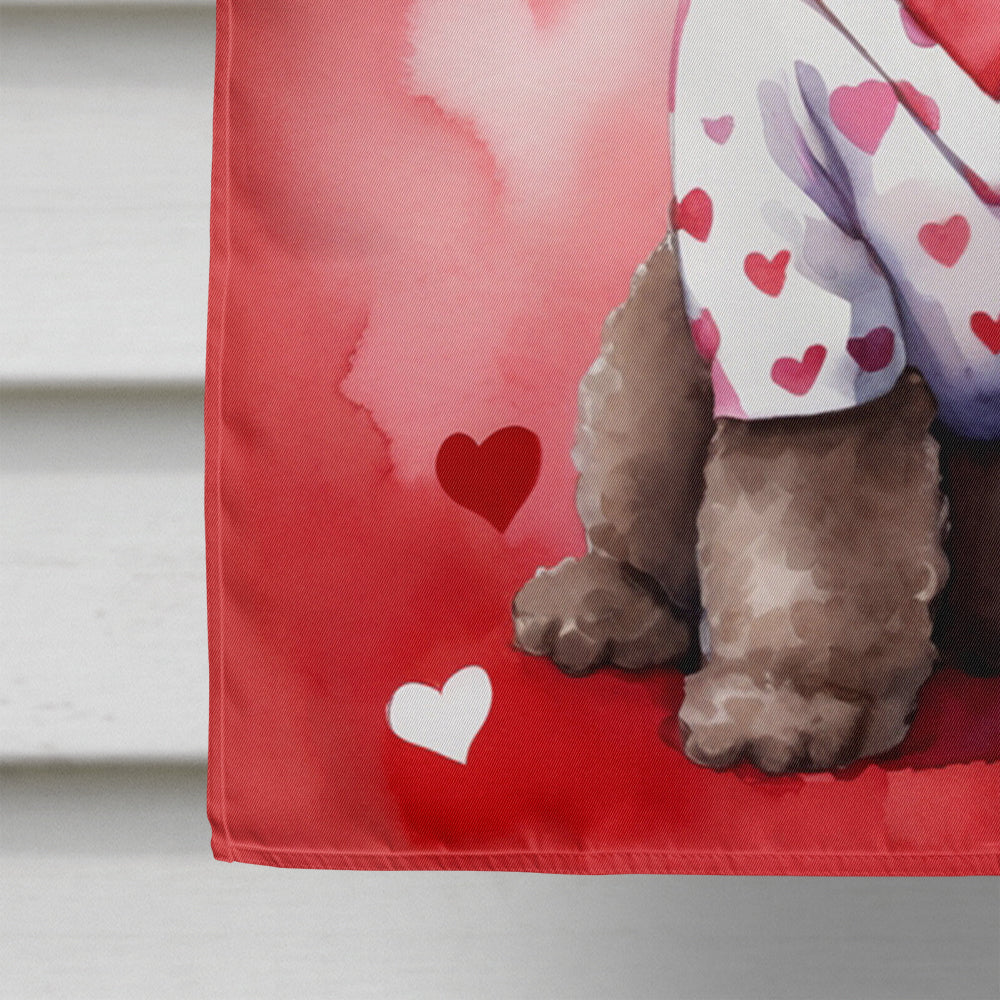 Chocolate Poodle My Valentine House Flag 28x40 Porch Sleeve Pole Decorative Outside Yard Banner Artwork Wall Hanging, Polyester