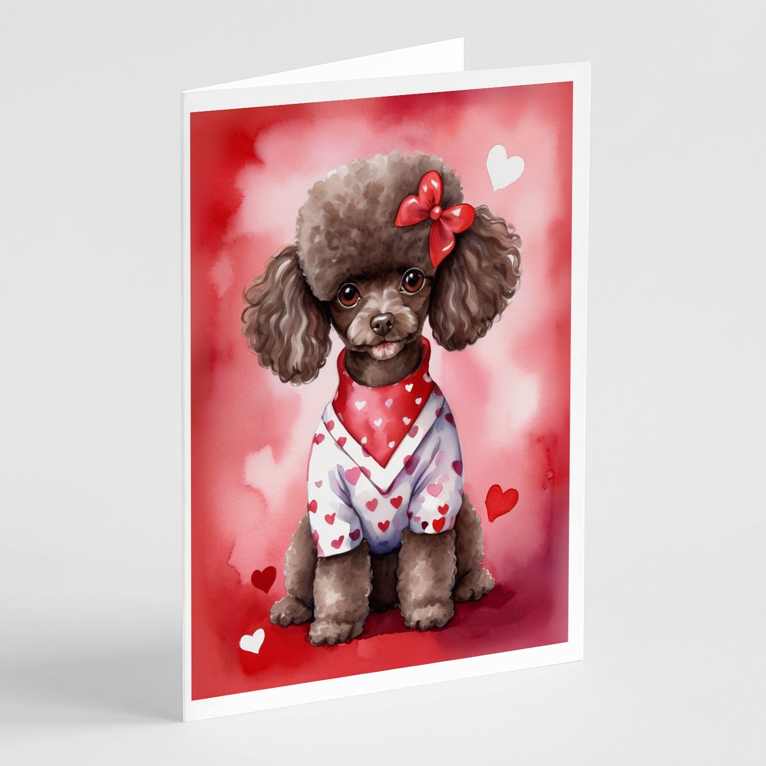 Chocolate Poodle My Valentine Greeting Cards Pack of 8 Blank Cards with Envelopes Whimsical A7 Size 5x7