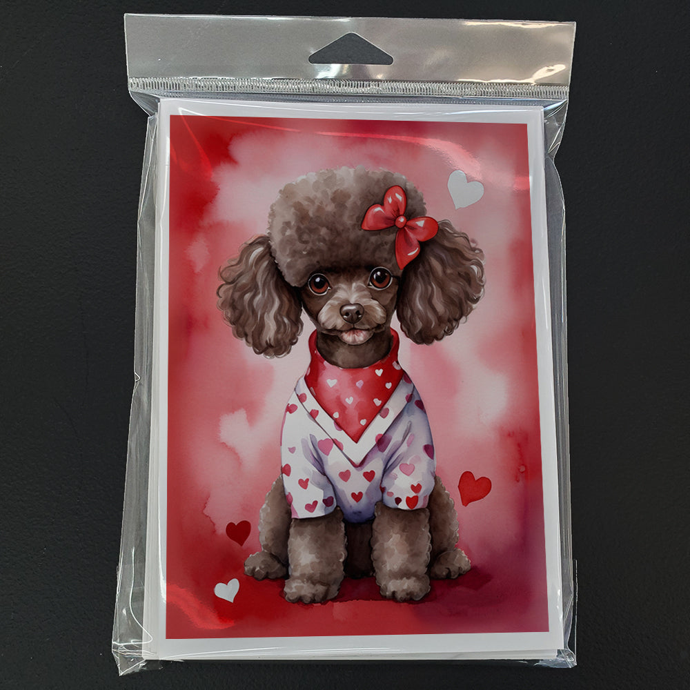 Chocolate Poodle My Valentine Greeting Cards Pack of 8 Blank Cards with Envelopes Whimsical A7 Size 5x7