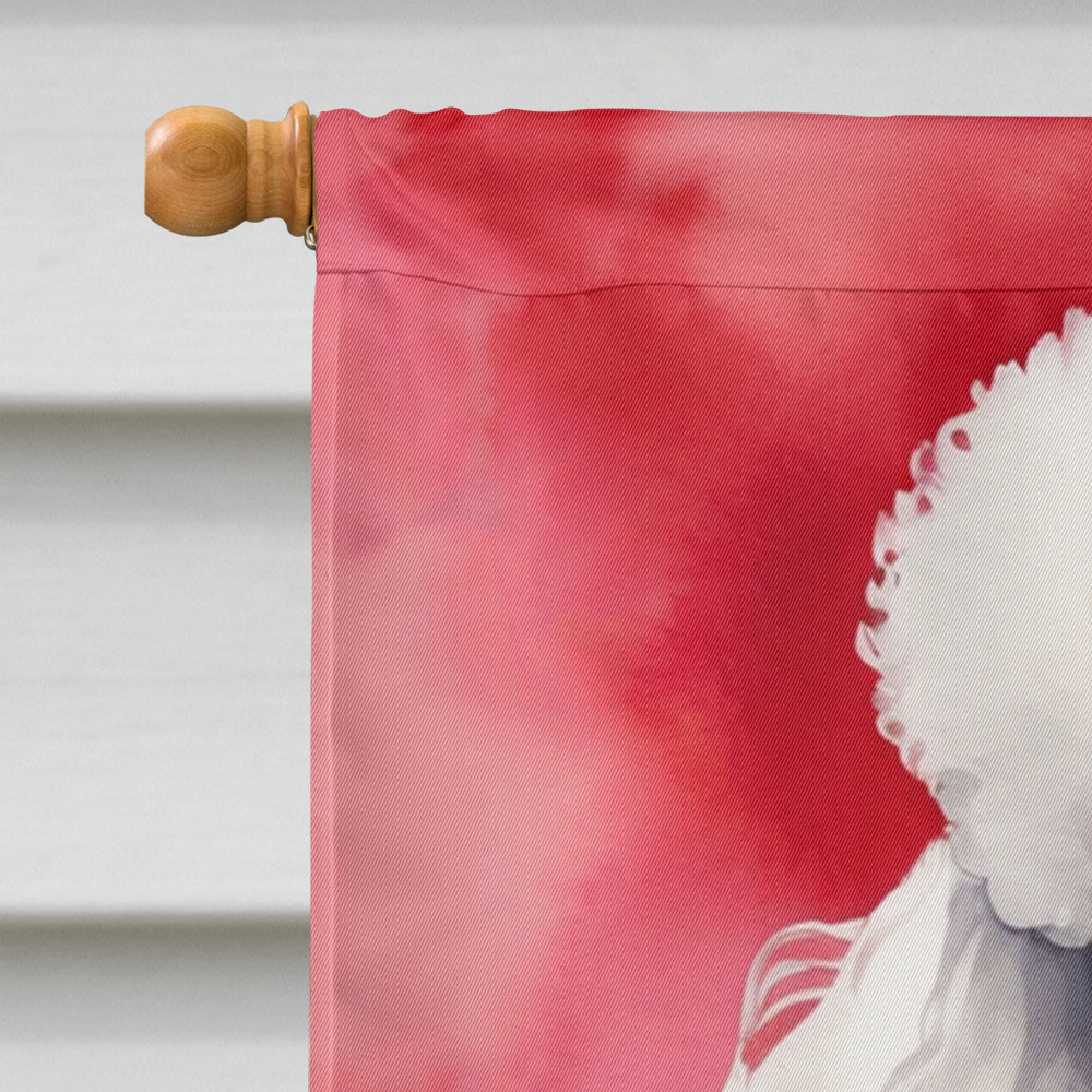 White Poodle My Valentine House Flag 28x40 Porch Sleeve Pole Decorative Outside Yard Banner Artwork Wall Hanging, Polyester