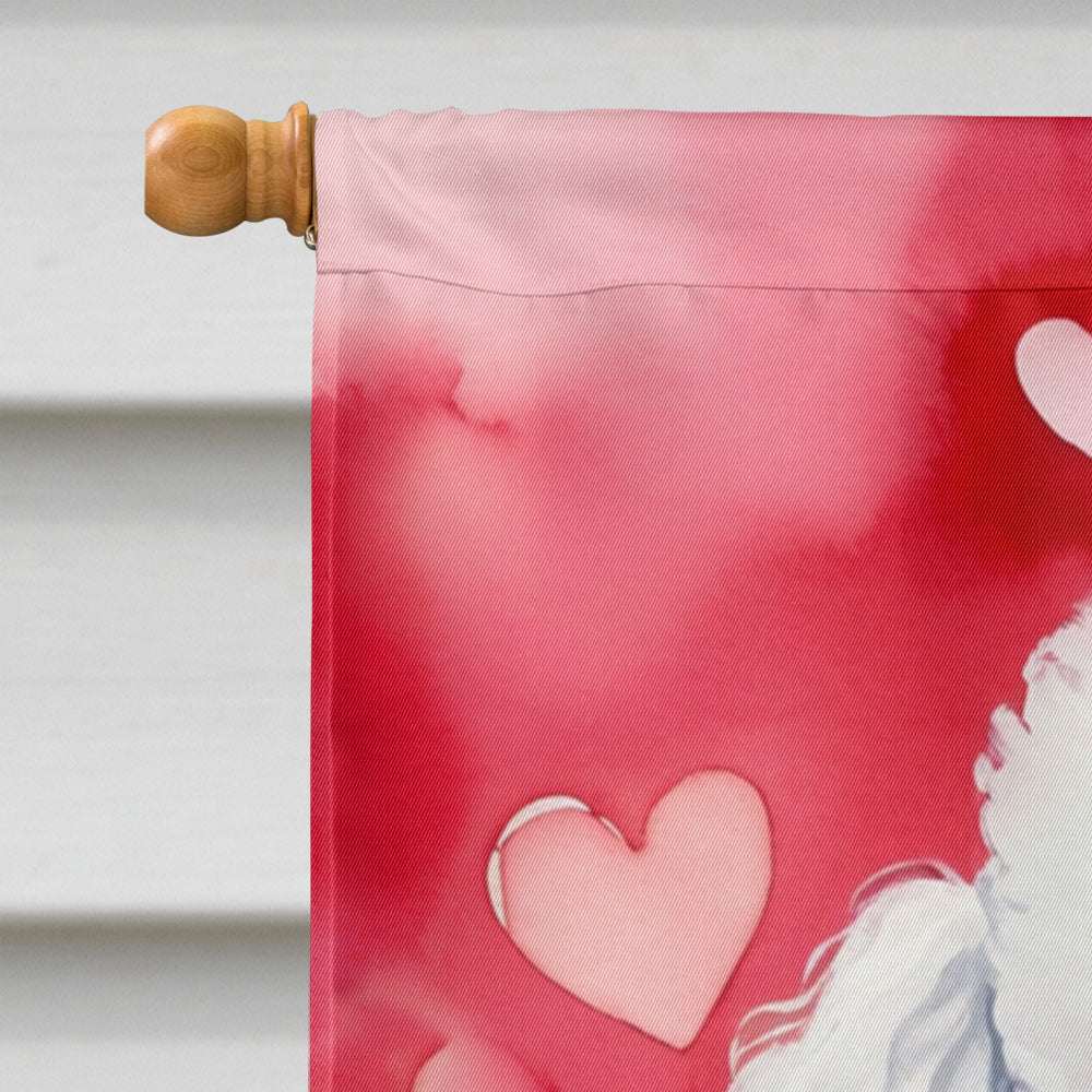 White Poodle My Valentine House Flag 28x40 Porch Sleeve Pole Decorative Outside Yard Banner Artwork Wall Hanging, Polyester