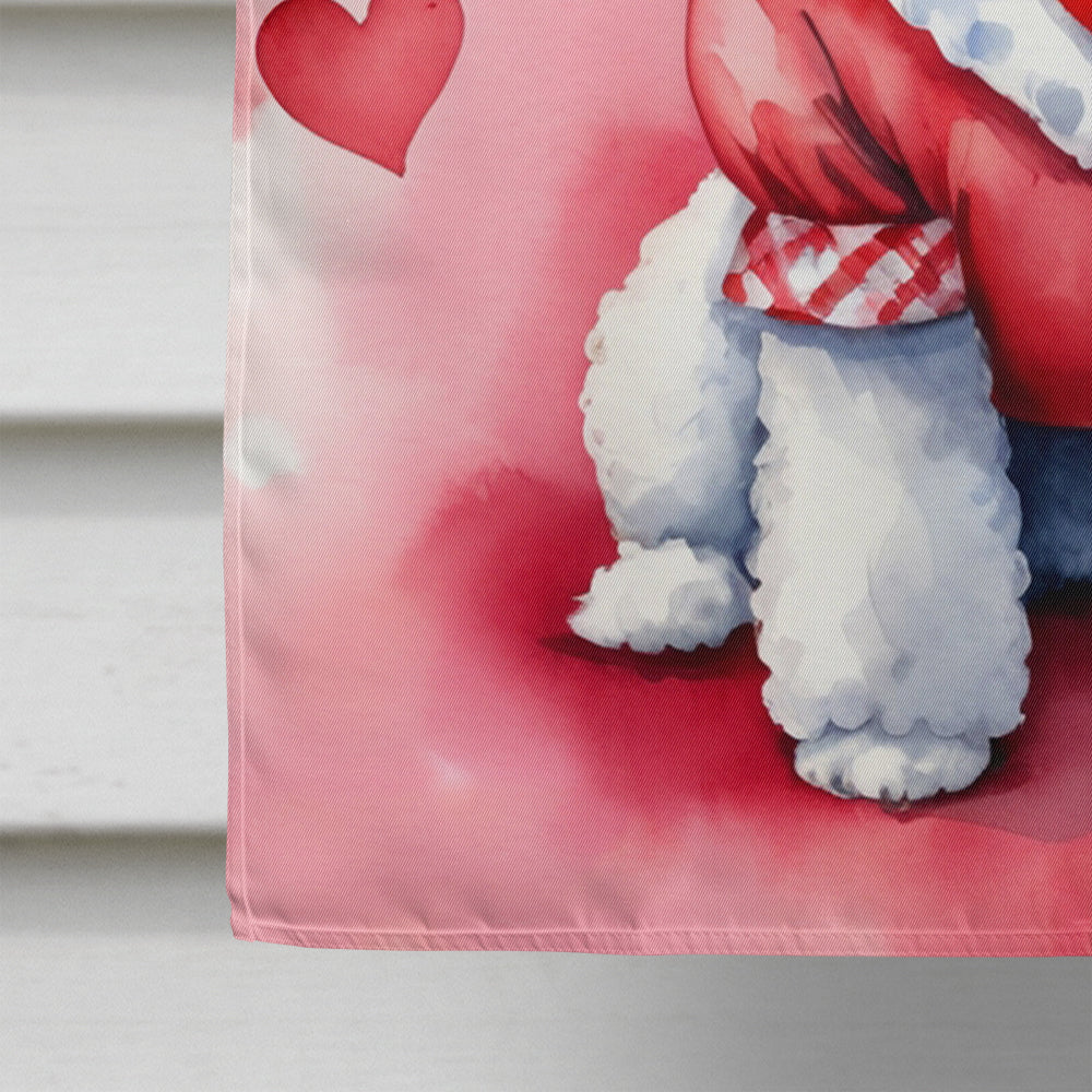 White Poodle My Valentine House Flag 28x40 Porch Sleeve Pole Decorative Outside Yard Banner Artwork Wall Hanging, Polyester