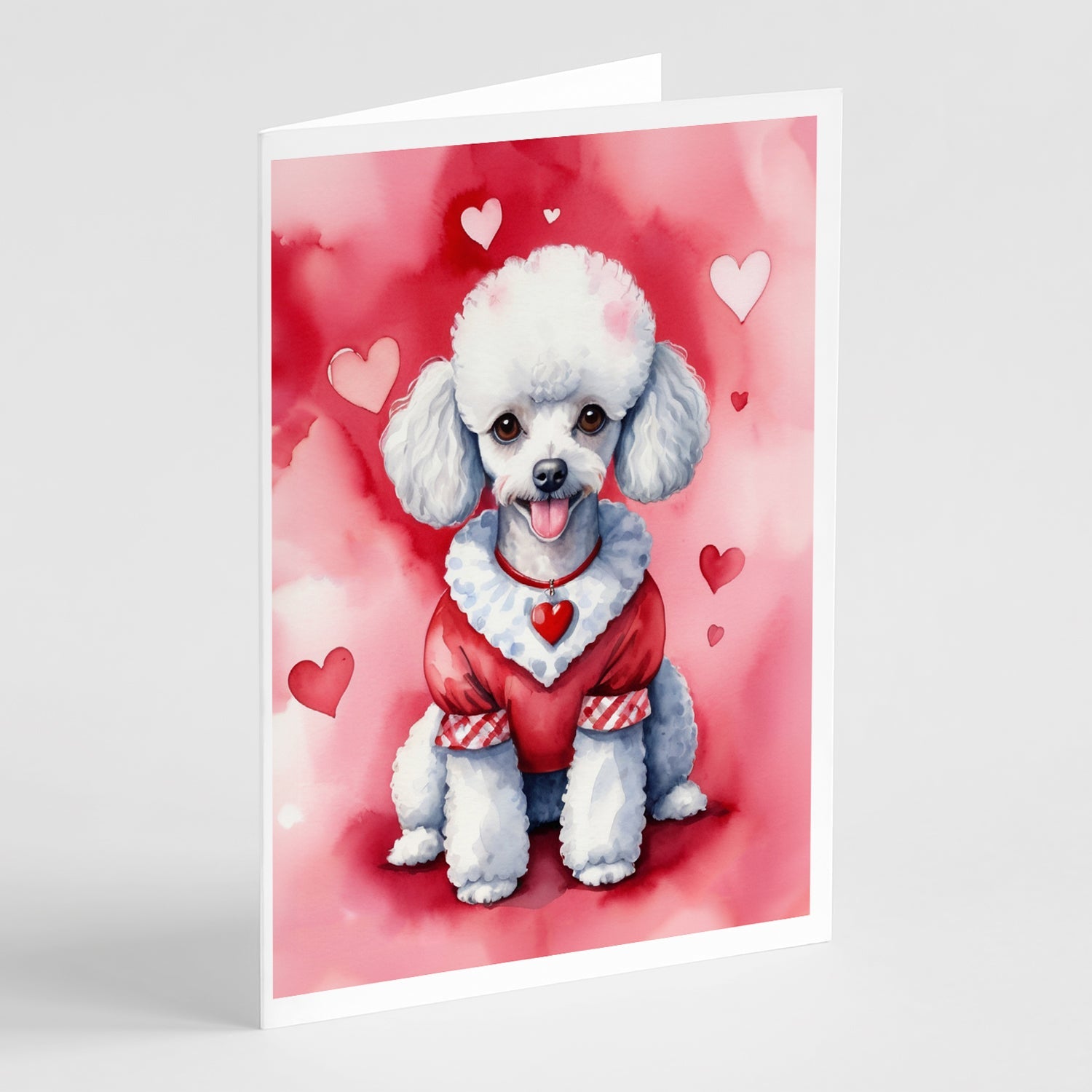 White Poodle My Valentine Greeting Cards Pack of 8 Blank Cards with Envelopes Whimsical A7 Size 5x7