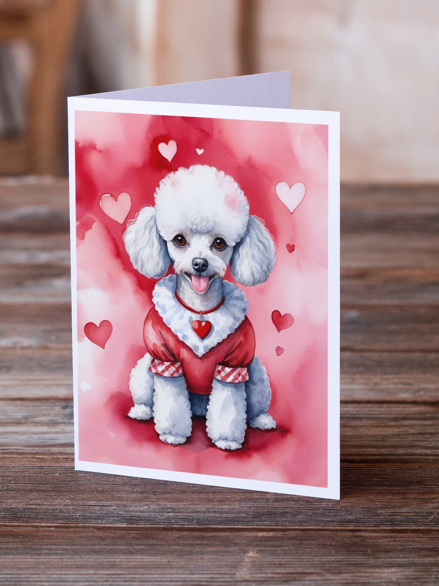 White Poodle My Valentine Greeting Cards Pack of 8 Blank Cards with Envelopes Whimsical A7 Size 5x7