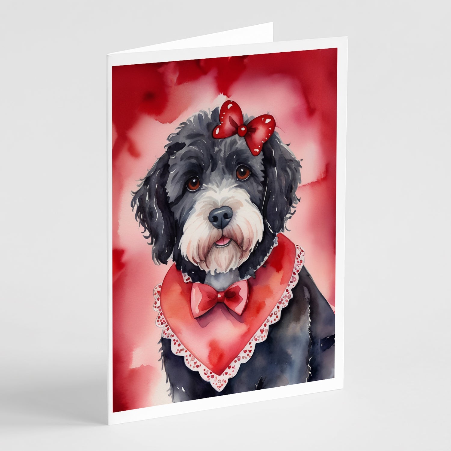 Portuguese Water Dog My Valentine Greeting Cards Pack of 8 Blank Cards with Envelopes Whimsical A7 Size 5x7