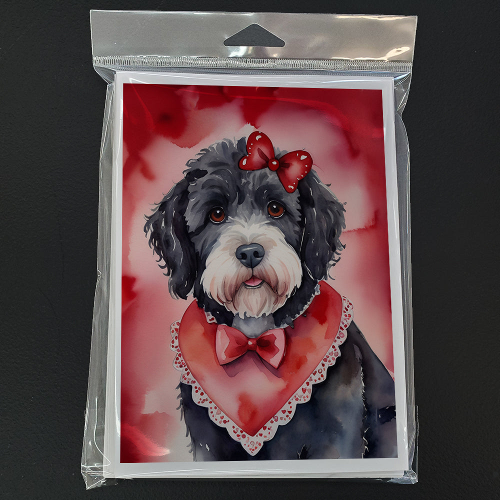 Portuguese Water Dog My Valentine Greeting Cards Pack of 8 Blank Cards with Envelopes Whimsical A7 Size 5x7