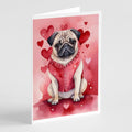 Pug My Valentine Greeting Cards Pack of 8 Blank Cards with Envelopes Whimsical A7 Size 5x7