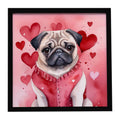 Pug My Valentine Framed Metal Print Bathroom, Kitchen, Office, Home Decor Wall Art Ready to Hang, Square, 8X8