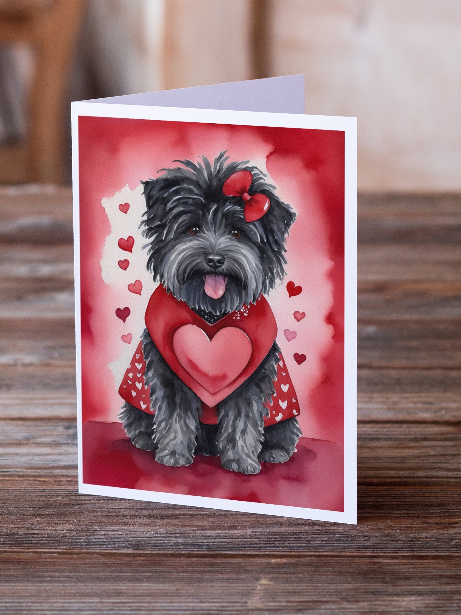 Puli My Valentine Greeting Cards Pack of 8 Blank Cards with Envelopes Whimsical A7 Size 5x7