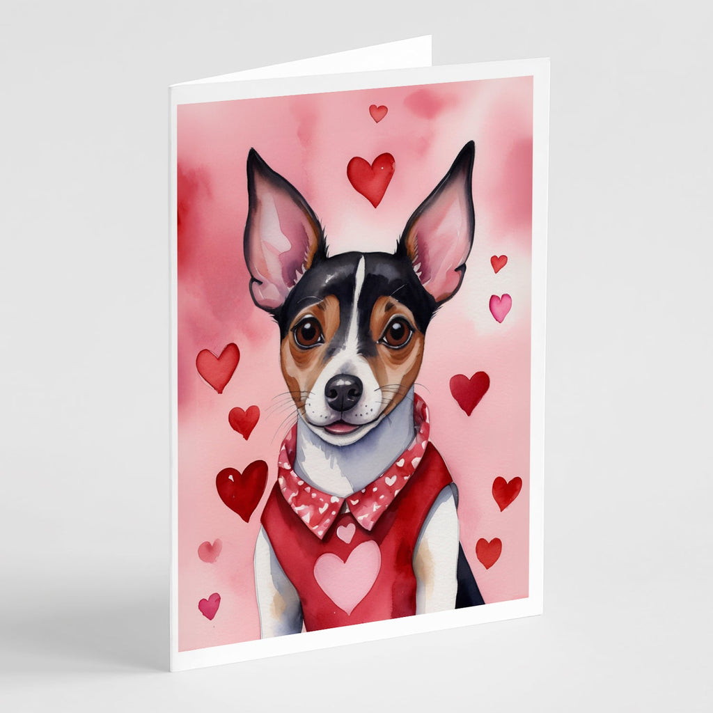 Rat Terrier My Valentine Greeting Cards Pack of 8 Blank Cards with Envelopes Whimsical A7 Size 5x7