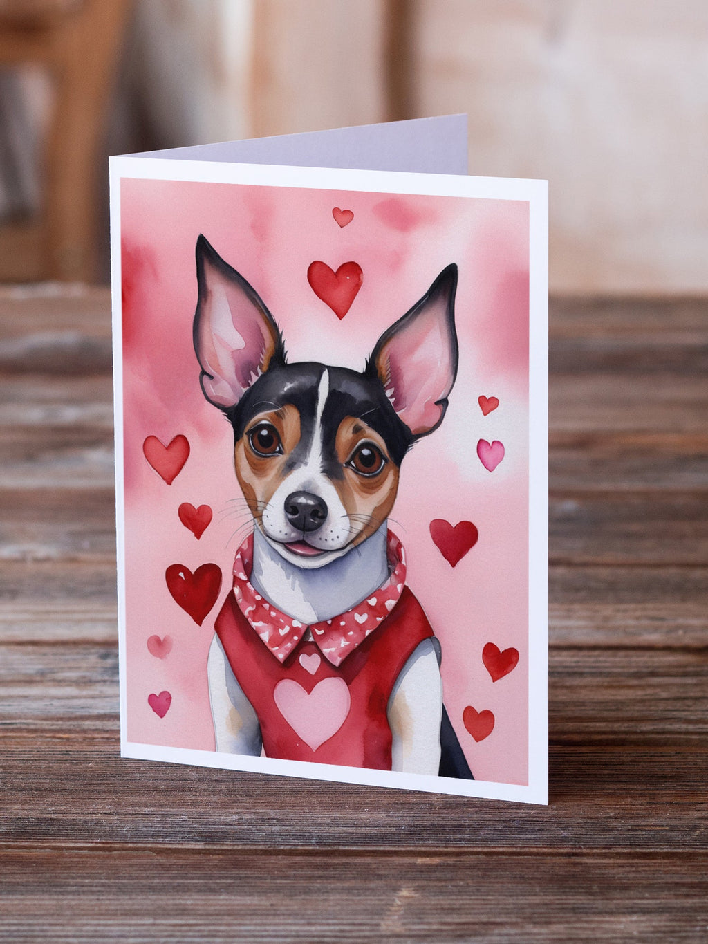Rat Terrier My Valentine Greeting Cards Pack of 8 Blank Cards with Envelopes Whimsical A7 Size 5x7