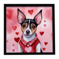 Rat Terrier My Valentine Framed Metal Print Bathroom, Kitchen, Office, Home Decor Wall Art Ready to Hang, Square, 8X8