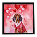 Redbone Coonhound My Valentine Framed Metal Print Bathroom, Kitchen, Office, Home Decor Wall Art Ready to Hang, Square, 8X8