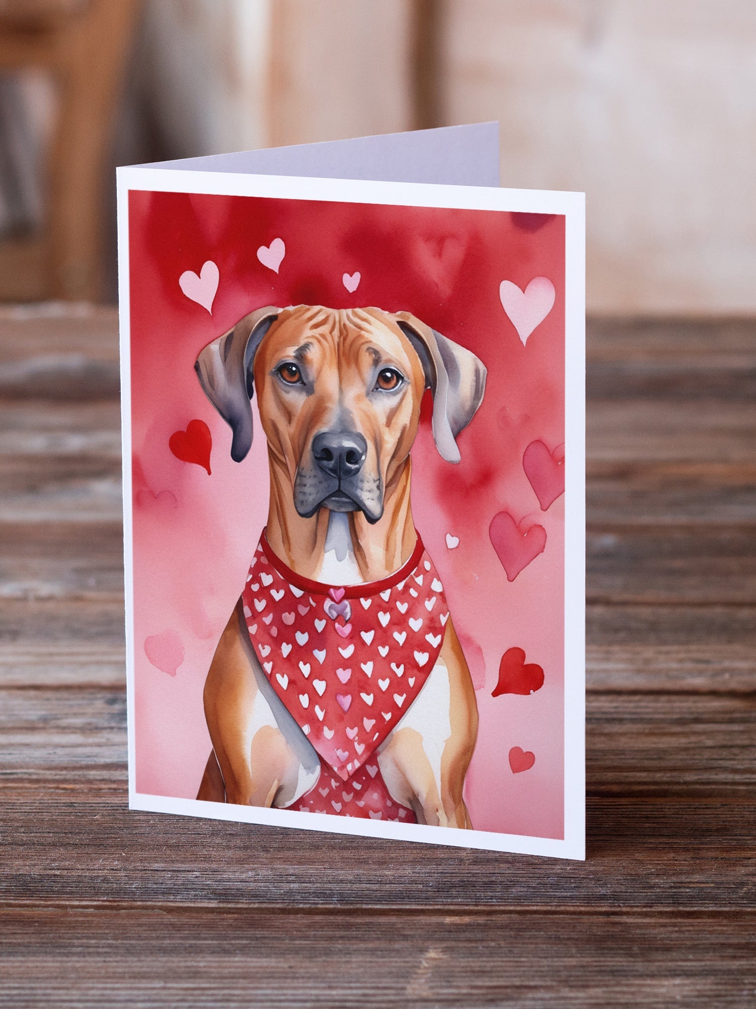 Rhodesian Ridgeback My Valentine Greeting Cards Pack of 8 Blank Cards with Envelopes Whimsical A7 Size 5x7