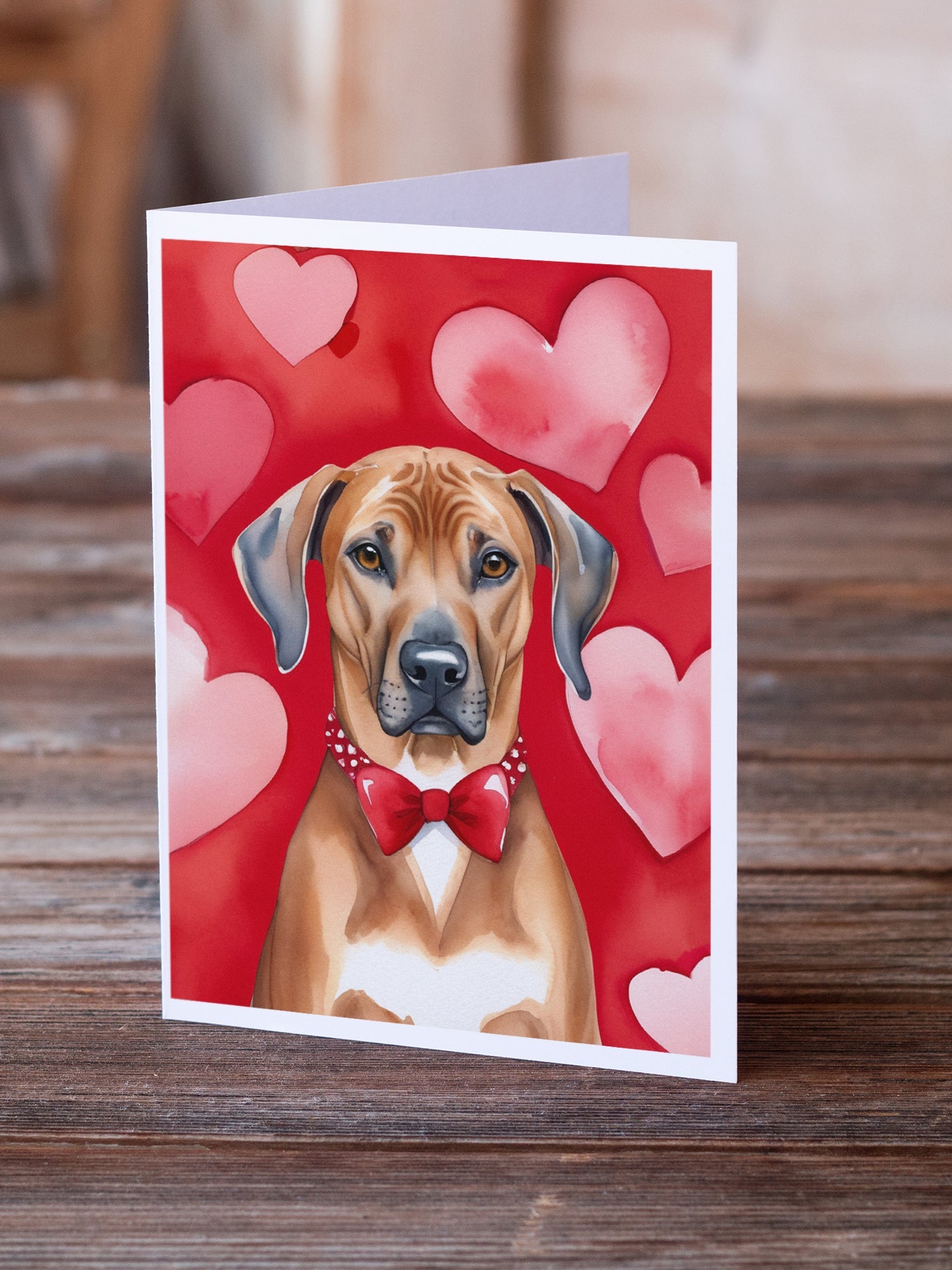 Rhodesian Ridgeback My Valentine Greeting Cards Pack of 8 Blank Cards with Envelopes Whimsical A7 Size 5x7