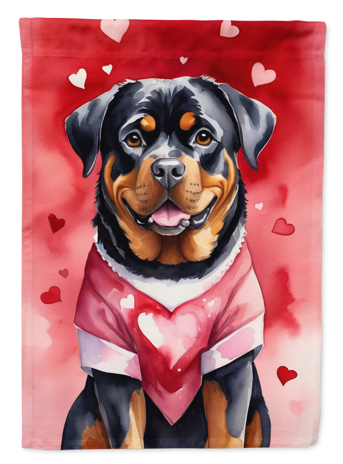 Rottweiler My Valentine House Flag 28x40 Porch Sleeve Pole Decorative Outside Yard Banner Artwork Wall Hanging, Polyester