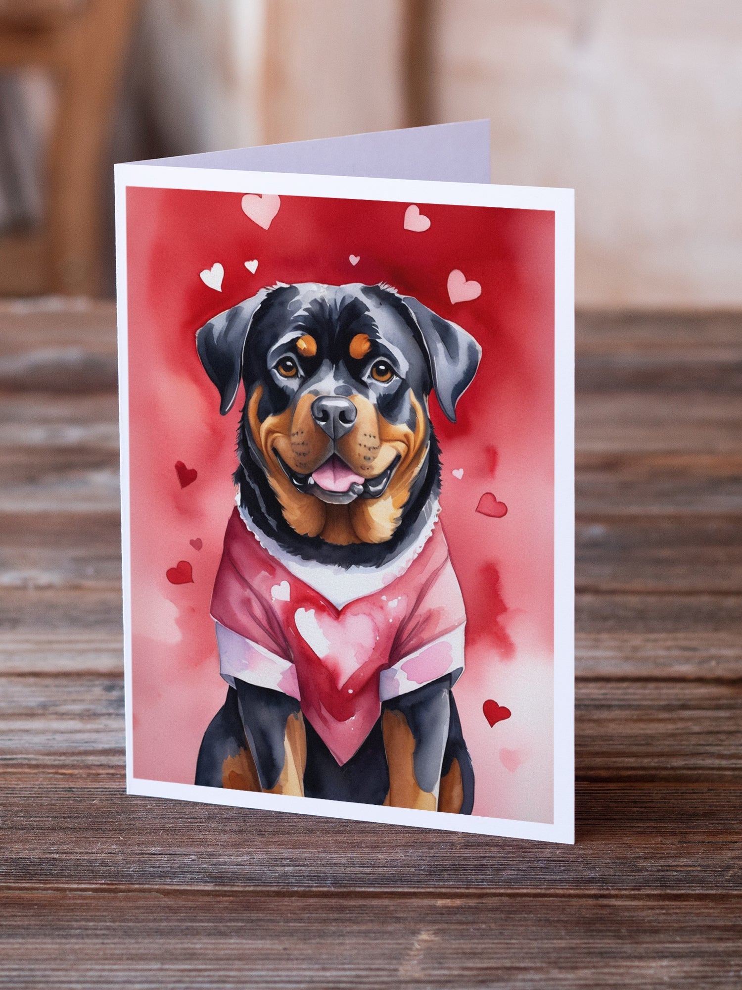Rottweiler My Valentine Greeting Cards Pack of 8 Blank Cards with Envelopes Whimsical A7 Size 5x7