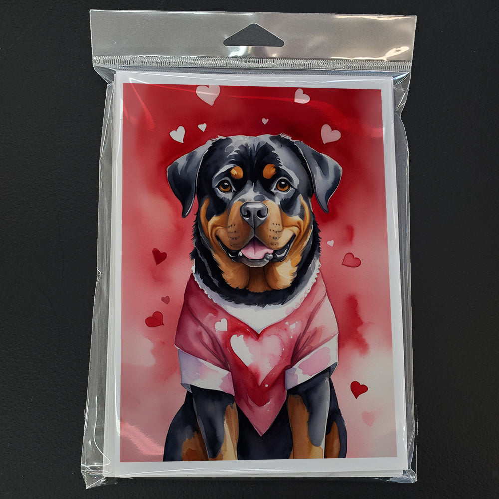 Rottweiler My Valentine Greeting Cards Pack of 8 Blank Cards with Envelopes Whimsical A7 Size 5x7