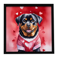 Rottweiler My Valentine Framed Metal Print Bathroom, Kitchen, Office, Home Decor Wall Art Ready to Hang, Square, 8X8