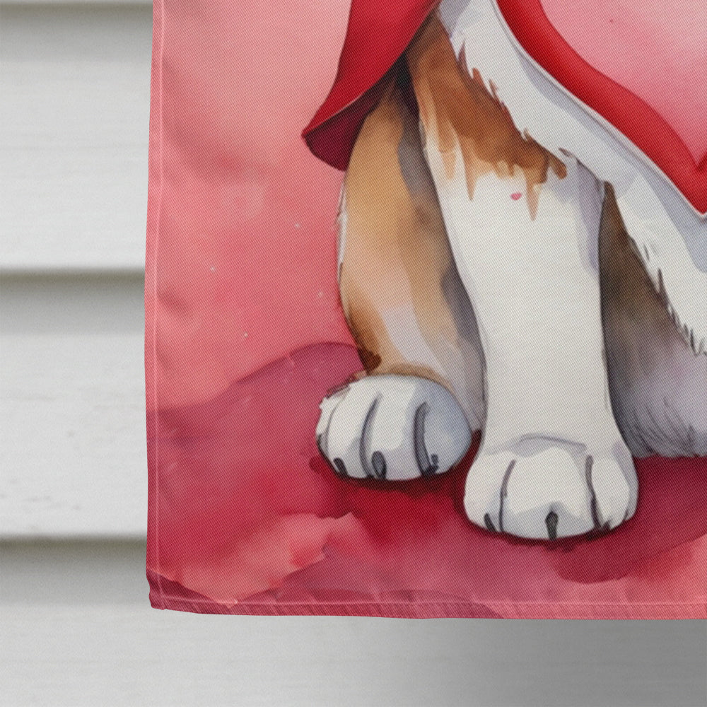 Saint Bernard My Valentine House Flag 28x40 Porch Sleeve Pole Decorative Outside Yard Banner Artwork Wall Hanging, Polyester
