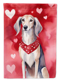 Saluki My Valentine House Flag 28x40 Porch Sleeve Pole Decorative Outside Yard Banner Artwork Wall Hanging, Polyester
