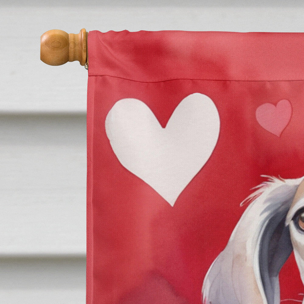 Saluki My Valentine House Flag 28x40 Porch Sleeve Pole Decorative Outside Yard Banner Artwork Wall Hanging, Polyester