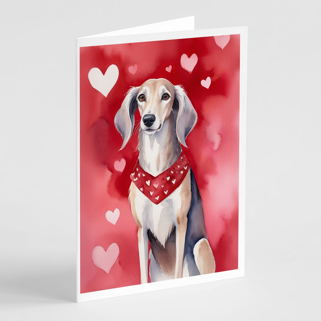 Saluki My Valentine Greeting Cards Pack of 8 Blank Cards with Envelopes Whimsical A7 Size 5x7