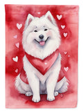Samoyed My Valentine House Flag 28x40 Porch Sleeve Pole Decorative Outside Yard Banner Artwork Wall Hanging, Polyester